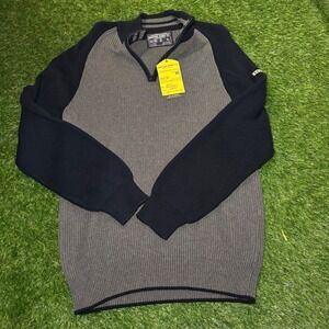 Nautica Jeans Co Mens XL Quarter Zip Ribbed Sweater Graphite Navy 1S3208 NJC-99